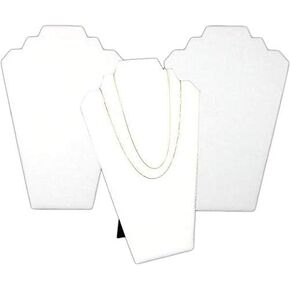 FindingKing 3 White Leather Padded 2 Tier Necklace Pendant Bust Showcase Displays 12.5"