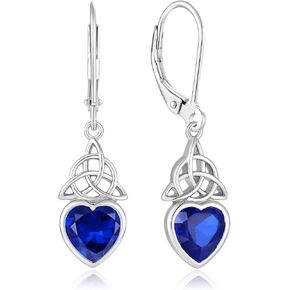 YIFSIY Celtic knot Earrings 925 Sterling Silver Dangle Drop Leverback Earring Heart Birthstones Jewelry Gifts for Women in Kuwait