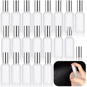 20 Pcs 100 ml/3.4 oz Frosted Glass Spray Bottles, Empty Perfume Atomizer, Reusable Cosmetic Small Glass Container, Refillable Spray Mister