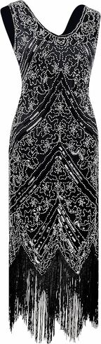 Letter Love Women 1920s Gatsby V-Neck Sequin Art Deco Flapper Dress with 20s Accessories Set in Saudi Arabia