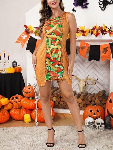 فستان Spadehill النسائي للهالوين تاكو أزياء الطعام المرحة للحفلات in Kuwait