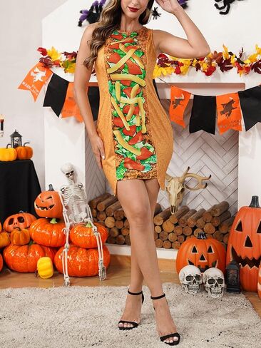 فستان Spadehill النسائي للهالوين تاكو أزياء الطعام المرحة للحفلات in Kuwait