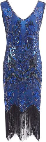 Letter Love Women 1920s Gatsby V-Neck Sequin Art Deco Flapper Dress with 20s Accessories Set in Saudi Arabia