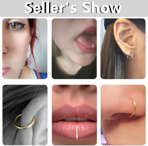 أقراط للنساء، 316 حلقات من الفولاذ المقاوم للصدأ على شكل حلقات غضروف للأنف وحلق للشفاه بقطر 18/20 جرام من 6 مم إلى 8 مم in Kuwait