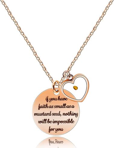 Uloveido Stainless Steel Round Disc Pendant Christian Faith Mustard Seed Bible Scripture Lettering Necklace Religious Gift in Saudi Arabia