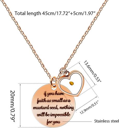 Uloveido Stainless Steel Round Disc Pendant Christian Faith Mustard Seed Bible Scripture Lettering Necklace Religious Gift in Saudi Arabia