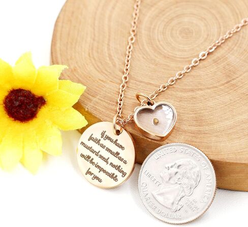 Uloveido Stainless Steel Round Disc Pendant Christian Faith Mustard Seed Bible Scripture Lettering Necklace Religious Gift in Saudi Arabia