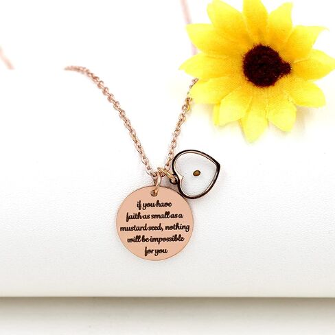 Uloveido Stainless Steel Round Disc Pendant Christian Faith Mustard Seed Bible Scripture Lettering Necklace Religious Gift in Saudi Arabia