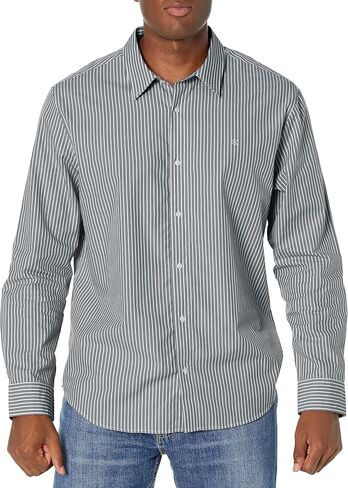 Calvin Klein Men's Monogram Logo Stripe Button Down Shirt in Saudi Arabia