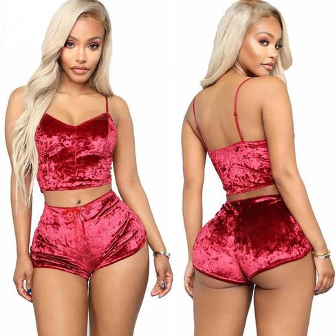 بلينديري قميص نسائي مخملي مكون من قطعتين سترة ملابس نوم شورت طويل بيجامة مجموعة ملابس داخلية عصرية مجموعات قصيرة in Kuwait