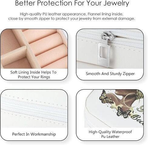 Souarts Travel Jewelry Box, PU Small Jewelry Box & Organizer, Rose Travel Jewelry Case for Women Girls, Ring Necklace Organizer Case Storage Gift Box in Saudi Arabia