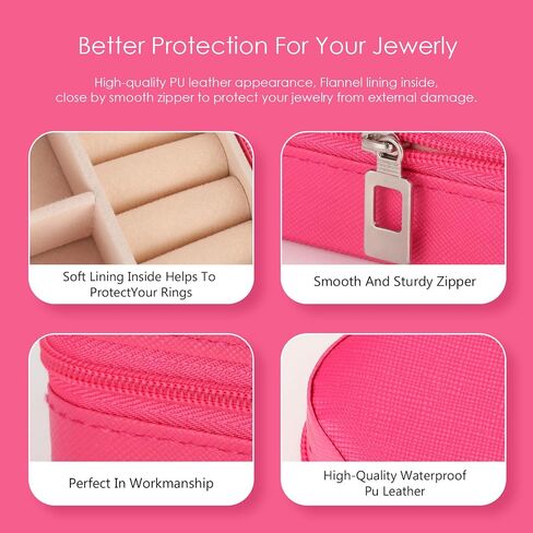 Souarts Travel Jewelry Box, PU Small Jewelry Box & Organizer, Rose Travel Jewelry Case for Women Girls, Ring Necklace Organizer Case Storage Gift Box in Saudi Arabia