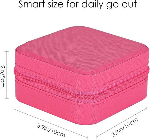 Souarts Travel Jewelry Box, PU Small Jewelry Box & Organizer, Rose Travel Jewelry Case for Women Girls, Ring Necklace Organizer Case Storage Gift Box in Saudi Arabia