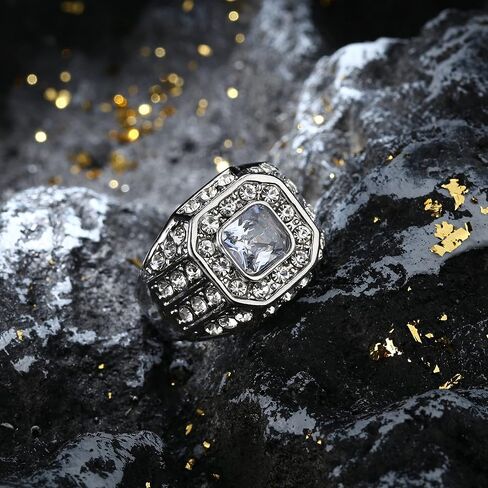 FIASASO 6 قطعة 18K مطلية بالذهب مثلج خارج خواتم للرجال بلينغ الخنصر خاتم مقلد الماس مثلج خارج الدائري ستار تشيكوسلوفاكيا الفرقة جولة الهيب هوب الدائري in Kuwait