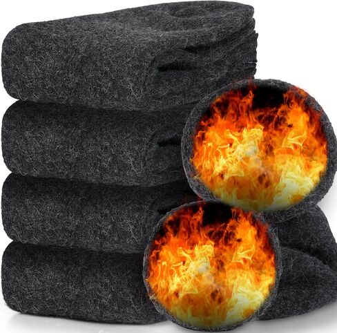 6 Pairs Men's Heavy Thick Wool Socks Comfort Cotton Winter Soft Warm Heavyweight Crew Sock for Hiking, One Size, Dark Grey in Saudi Arabia