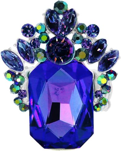 Rosemarie & Jubalee Women's Stunning Statement Emerald Cut Glass Crystal Stretch Cocktail Ring in Saudi Arabia