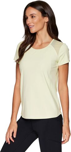 RBX Activewear Workout T-Shirt for Women, Breathable Mesh Panel Gym Running Tee Stretchy Super Soft Gym Top with Mesh in Saudi Arabia
