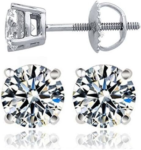 Venetia Spectacular 10 Hearts & 10 Arrows Cut Simulated Diamond Stud Earrings Screw Back 925 Silver 1 2 4 Carats in Saudi Arabia