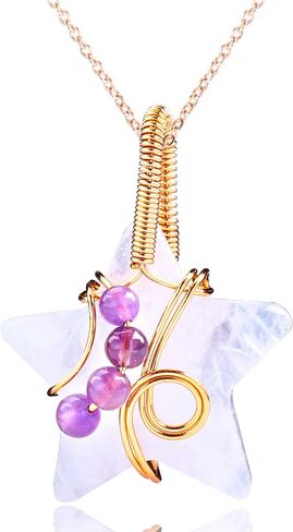 Real Gemstone Necklace Clear Quartz Stone Five Star Pendant Necklace for Women Girls in Saudi Arabia