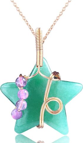 Real Gemstone Necklace Clear Quartz Stone Five Star Pendant Necklace for Women Girls in Saudi Arabia