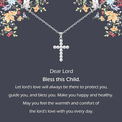 فتاة هدية المعمودية الأولى، قلادة من الفضة الاسترليني المتقاطعة من اللؤلؤ للنساء، هدايا المناولة الأولى، المعمودية المسيحية، هدية LDS، هدايا تأكيد للفتيات المراهقات، هدايا عيد الفصح للابنة الروحية in Kuwait