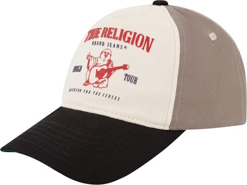 True Religion Kids Hat with Buddah Logo, 5 Panel Cotton Twill, Adjustable Baseball Cap, Black, One Size in Saudi Arabia