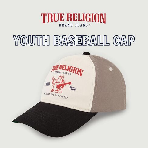 True Religion Kids Hat with Buddah Logo, 5 Panel Cotton Twill, Adjustable Baseball Cap, Black, One Size in Saudi Arabia