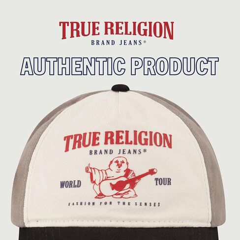 True Religion Kids Hat with Buddah Logo, 5 Panel Cotton Twill, Adjustable Baseball Cap, Black, One Size in Saudi Arabia