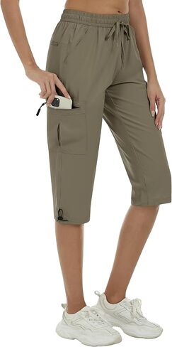 MoFiz Women's Capri Pants Lightweight Hiking Cargo Shorts Quick Dry Water Resistant Outdoor Athletic Casual Pants Pockets in Saudi Arabia