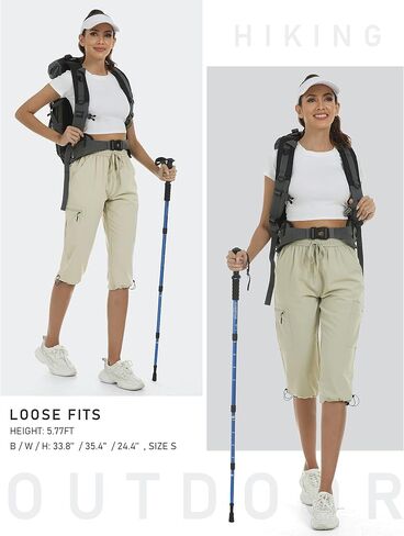 MoFiz Women's Capri Pants Lightweight Hiking Cargo Shorts Quick Dry Water Resistant Outdoor Athletic Casual Pants Pockets in Saudi Arabia