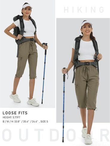 MoFiz Women's Capri Pants Lightweight Hiking Cargo Shorts Quick Dry Water Resistant Outdoor Athletic Casual Pants Pockets in Saudi Arabia