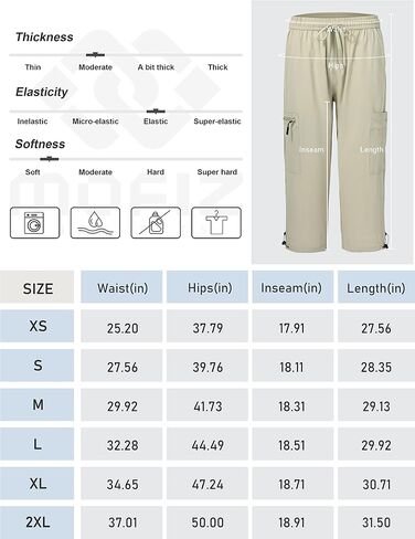 MoFiz Women's Capri Pants Lightweight Hiking Cargo Shorts Quick Dry Water Resistant Outdoor Athletic Casual Pants Pockets in Saudi Arabia
