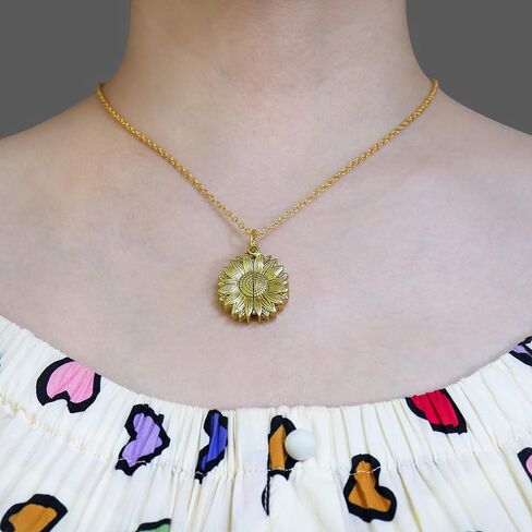 Pingyongchang Sunshine engraved necklace letter sunflower pendant necklace jewelry Mother's Day gift female girlfriend in Saudi Arabia
