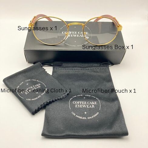 نظارات كوفي كيك للرجال بتصميم كلاسيكي كلاسيكي هيب هوب بيضاوي مظلل من خشب البلوط باطار ذهبي وعدسات شفافة، شفافة in Kuwait