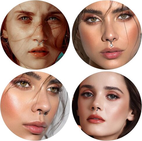 ORAZIO 8 PCS Dangle Septum Rings 16G for Women Horseshoe Septum Clicker Rings CZ Heart Flower Cartilage Helix Earring Daith Hoop Nose Rings Septum Piercing Jewelry 8MM 10MM in Saudi Arabia