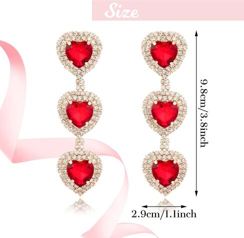 MJartoria Statement Pink Heart Crystal Earrings Rhinestone Dangle Drop Earrings Jewelry for Women Girls Valentine's Day Gift in Saudi Arabia