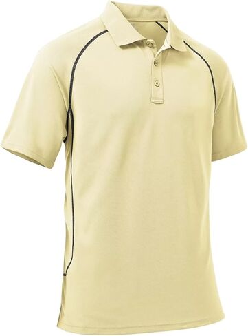 قميص بولو رجالي من YuKaiChen بأكمام قصيرة وقمصان جولف كلاسيكية مع تصميم مزخرف بالخياطة in Kuwait