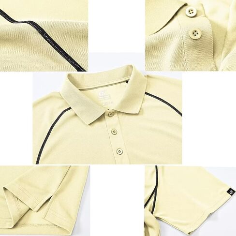 قميص بولو رجالي من YuKaiChen بأكمام قصيرة وقمصان جولف كلاسيكية مع تصميم مزخرف بالخياطة in Kuwait