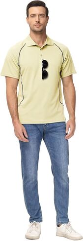 قميص بولو رجالي من YuKaiChen بأكمام قصيرة وقمصان جولف كلاسيكية مع تصميم مزخرف بالخياطة in Kuwait