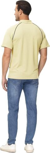 قميص بولو رجالي من YuKaiChen بأكمام قصيرة وقمصان جولف كلاسيكية مع تصميم مزخرف بالخياطة in Kuwait