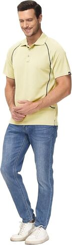 قميص بولو رجالي من YuKaiChen بأكمام قصيرة وقمصان جولف كلاسيكية مع تصميم مزخرف بالخياطة in Kuwait