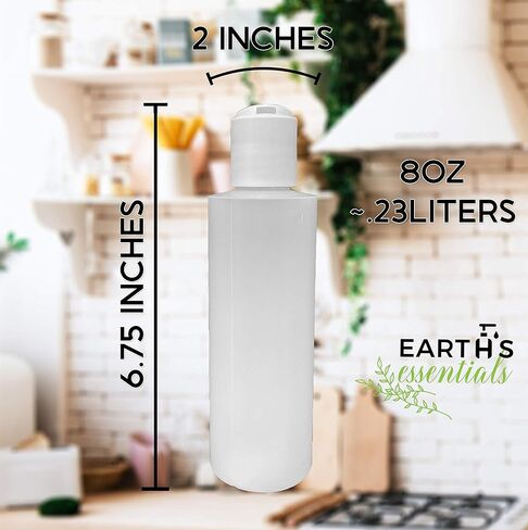 ايرثز اسينشيالز 4 عبوات من زجاجات الضغط القابلة لإعادة الملء بسعة 8 اونصة مع غطاء ضغط بيد واحدة - رائعة لتوزيع اللوشن والشامبو وزيوت التدليك. in Kuwait