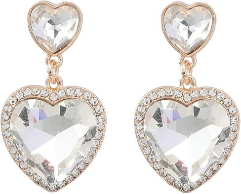 MJartoria Statement Pink Heart Crystal Earrings Rhinestone Dangle Drop Earrings Jewelry for Women Girls Valentine's Day Gift in Saudi Arabia