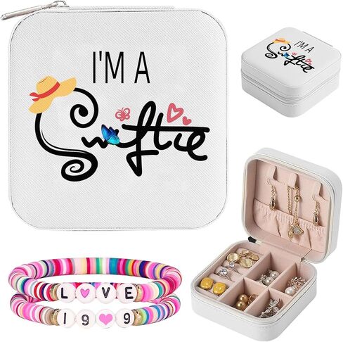 Fashion Jewelry Box Gift for Girl,Travel Jewelry Case for Women,Personalized Travel Jewelry Case with Bracelets for Fans,Blue Travel Jewelry Box | Mother’s Day Birthday Gifts for Women in Saudi Arabia