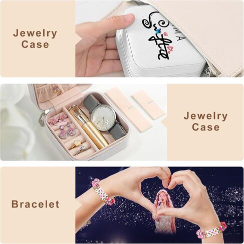 Fashion Jewelry Box Gift for Girl,Travel Jewelry Case for Women,Personalized Travel Jewelry Case with Bracelets for Fans,Blue Travel Jewelry Box | Mother’s Day Birthday Gifts for Women in Saudi Arabia