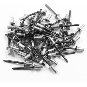 60 Pcs Aluminum Closed End Pop Rivets, 3/16" x 5/16" Close End Blind Rivets Sealed Rivets Round Dome Head Decorating, Silver