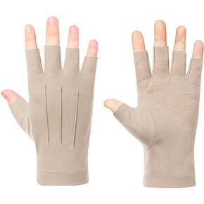 ZARSIO Men Summer Fingerless Gloves Lightweight Half Finger Sunblock Gloves for Outdoor Hiking Driving Cycling