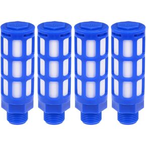 uxcell Plastic Pneumatic Muffler Exhaust Air Line Silencer 1/2 PT Blue, 4pcs