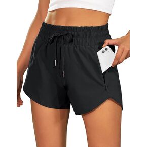 BMJL Women's Running Shorts High Waisted Athletic Shorts Summer Gym Workout Short with Zipper Pockets