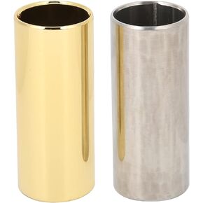2Pcs Guitar Slide Set Gold + Silver Metal Stainless Steel Finger Instrument Accessory for Electric Bass Banjo Ukulele Stringed Instrument(M02232)